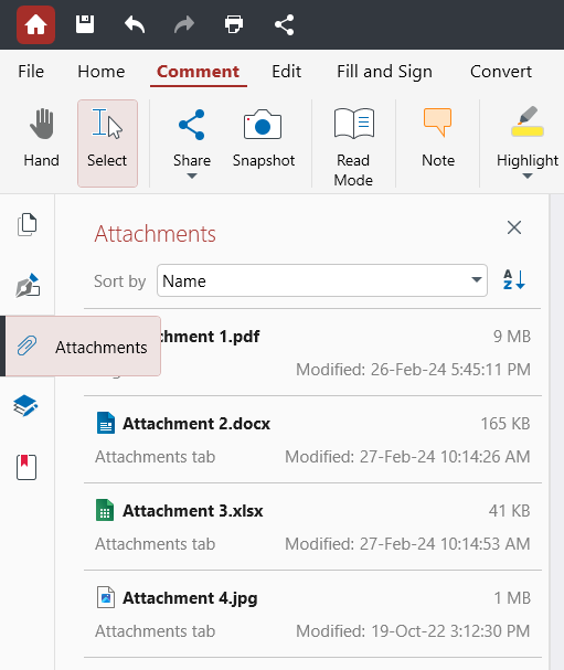 PDF Extra: the Attachments side panel